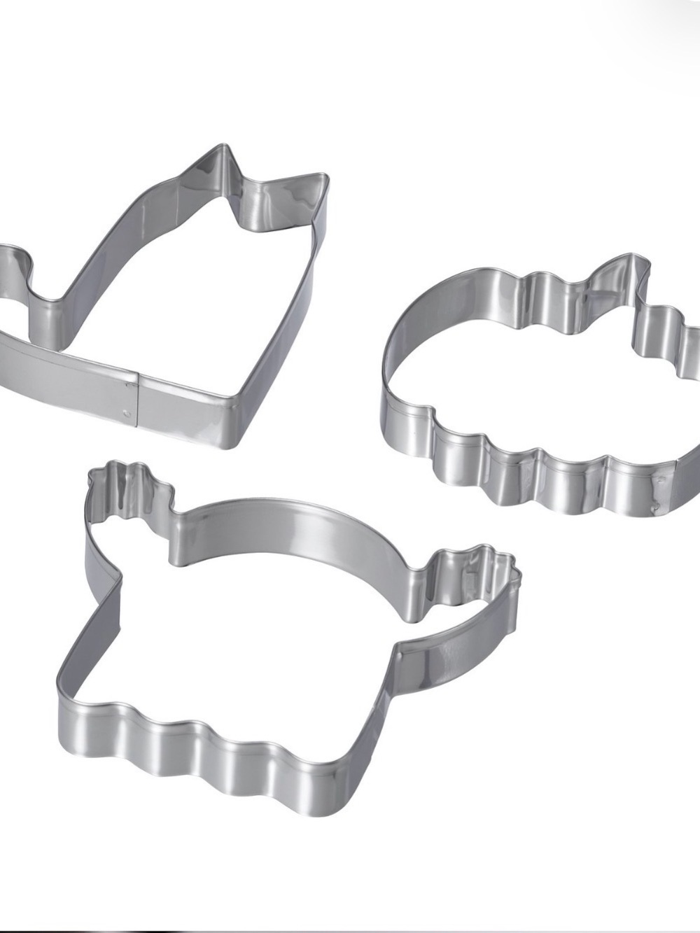 Ikea Cookie Cutter set of 3 Ghost Cat Pumpkin Stainless Steel New in Box